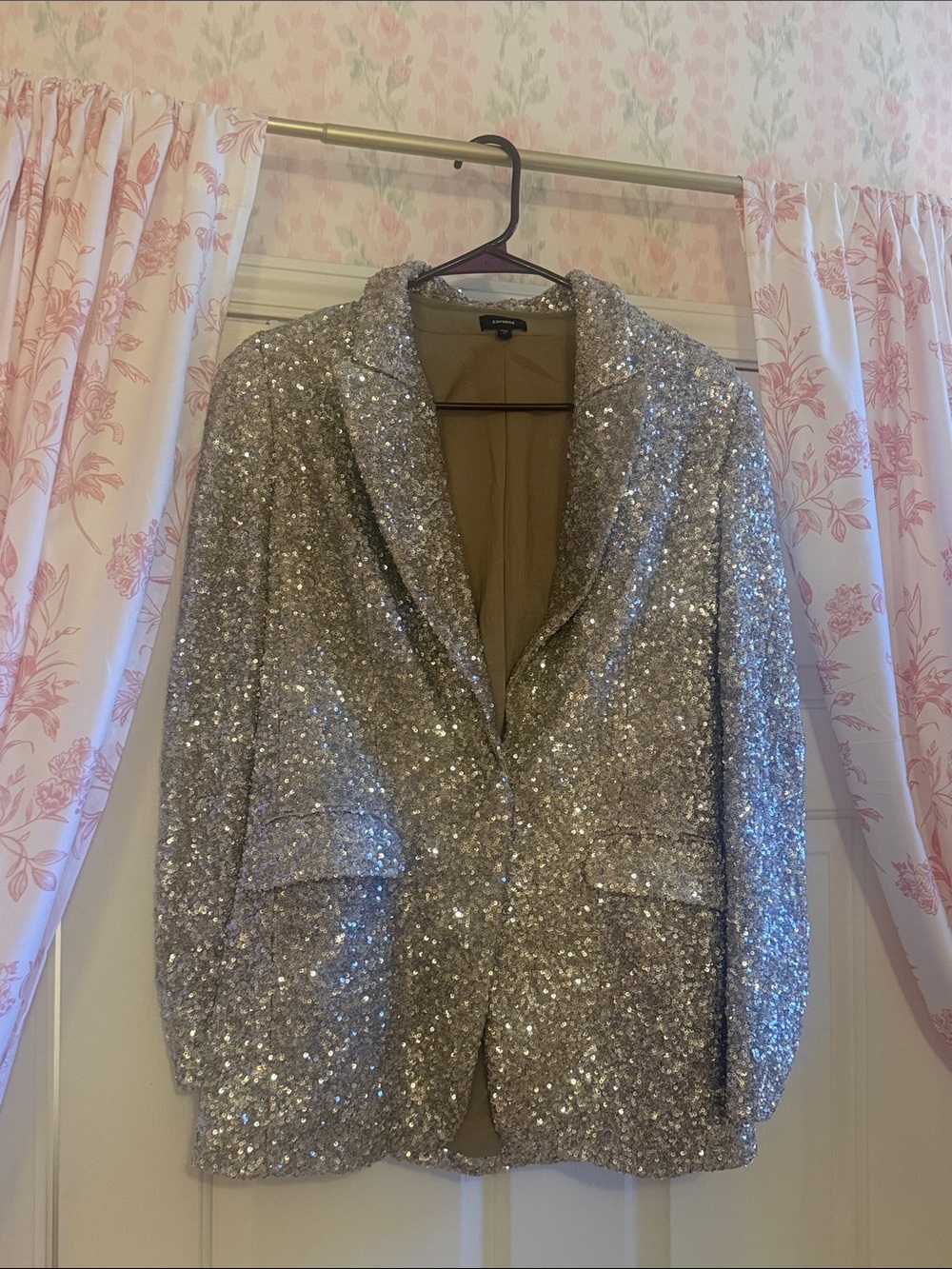 NWOT Express Silver Sequin Blazer Jacket